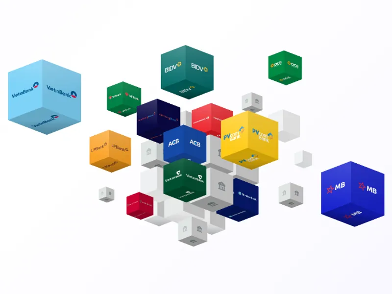 Các khối logo ngân hàng kết nối qua Cas SDK