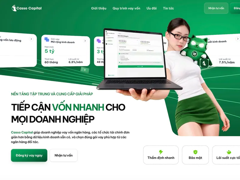 Giao diện Casso Capital: tiếp cận vốn nhanh cho mọi doanh nghiệp