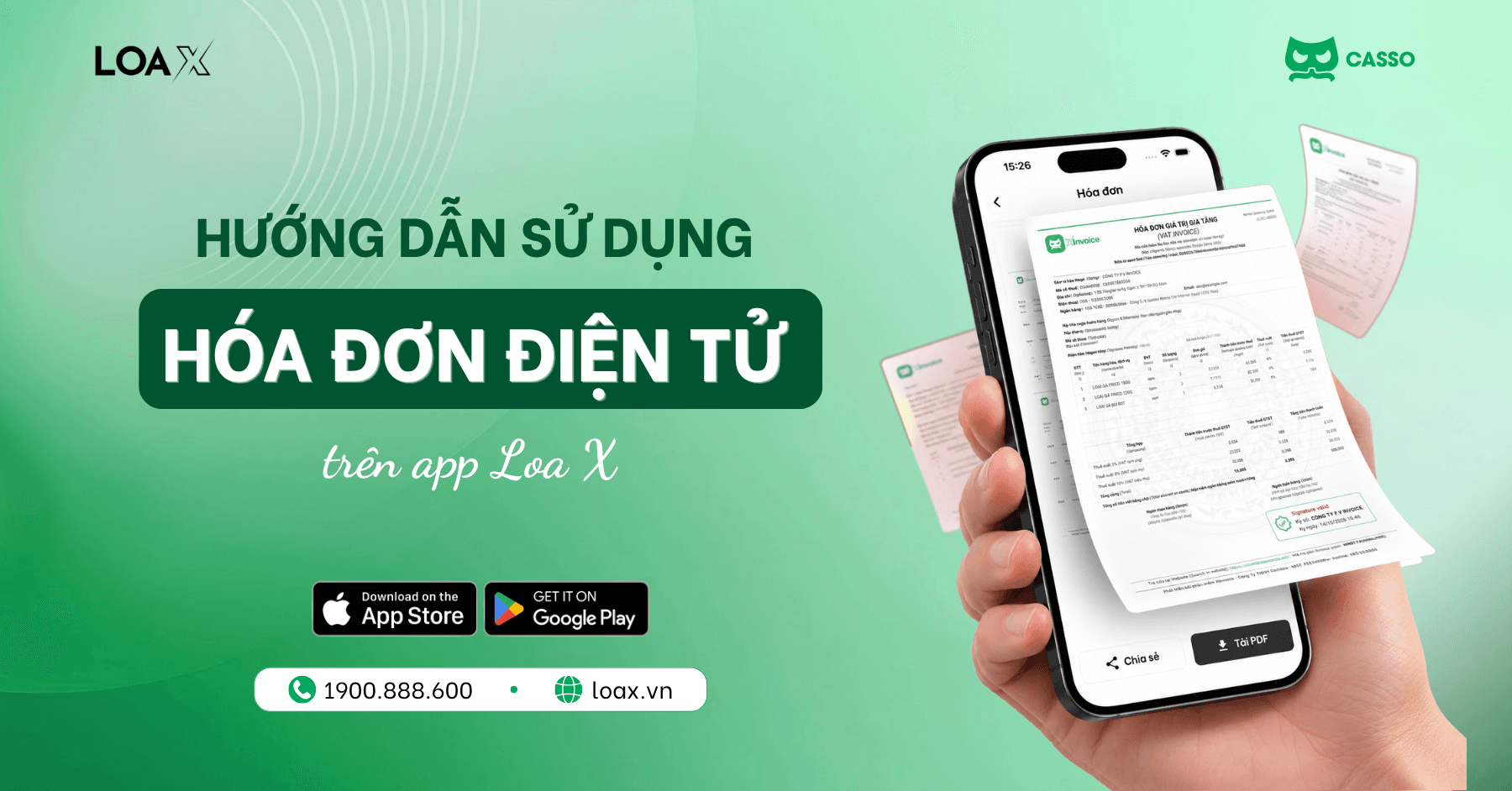 Hướng dẫn sử dụng hoá đơn điện tử trên App Loa X