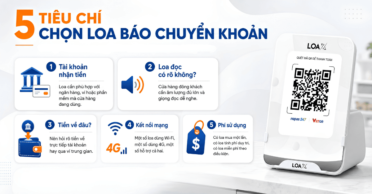 các tiêu chỉ để chọn loa báo chuyển khoản