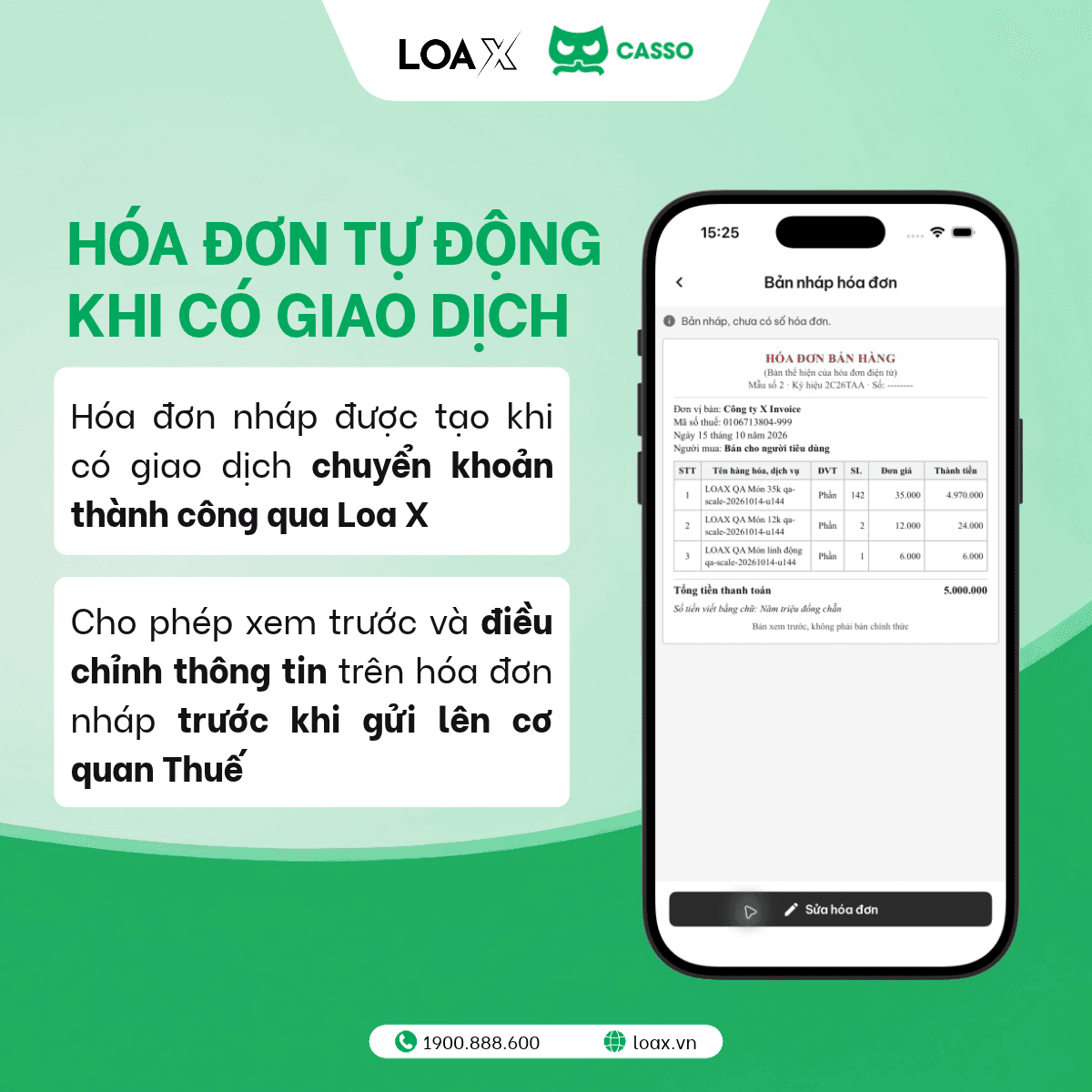 Tự động tạo hóa đơn khi có giao dịch chuyển khoản