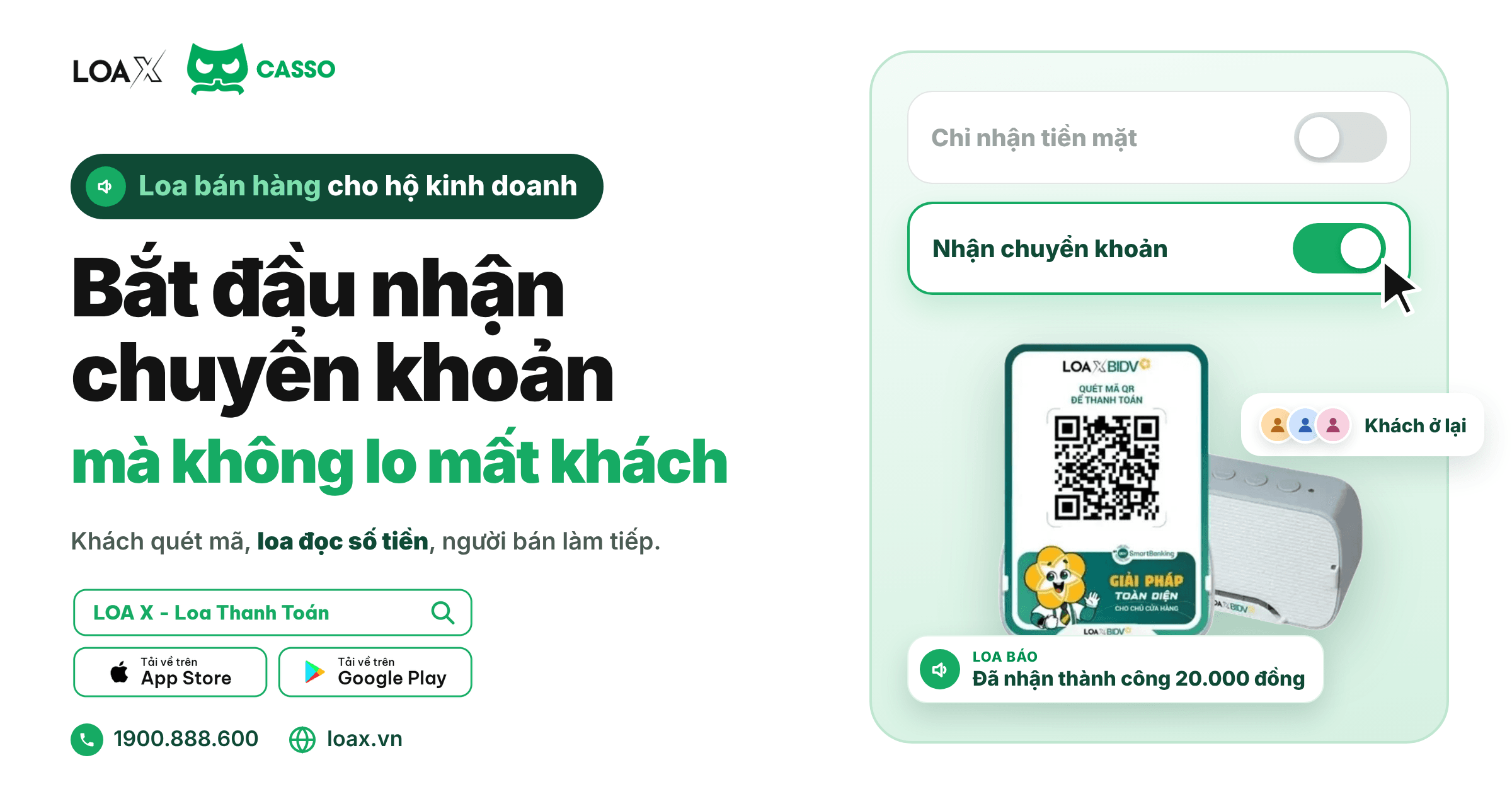 Loa bán hàng cho hộ kinh doanh: bắt đầu nhận chuyển khoản mà không lo mất khách