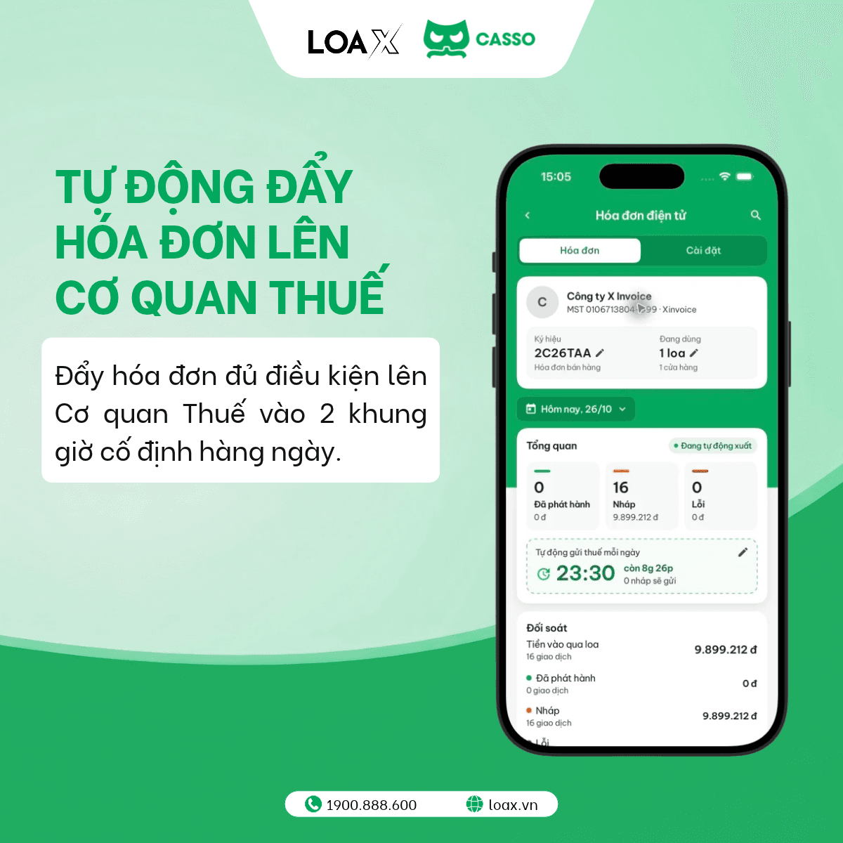 Tự động đẩy hóa đơn lên Cơ quan Thuế