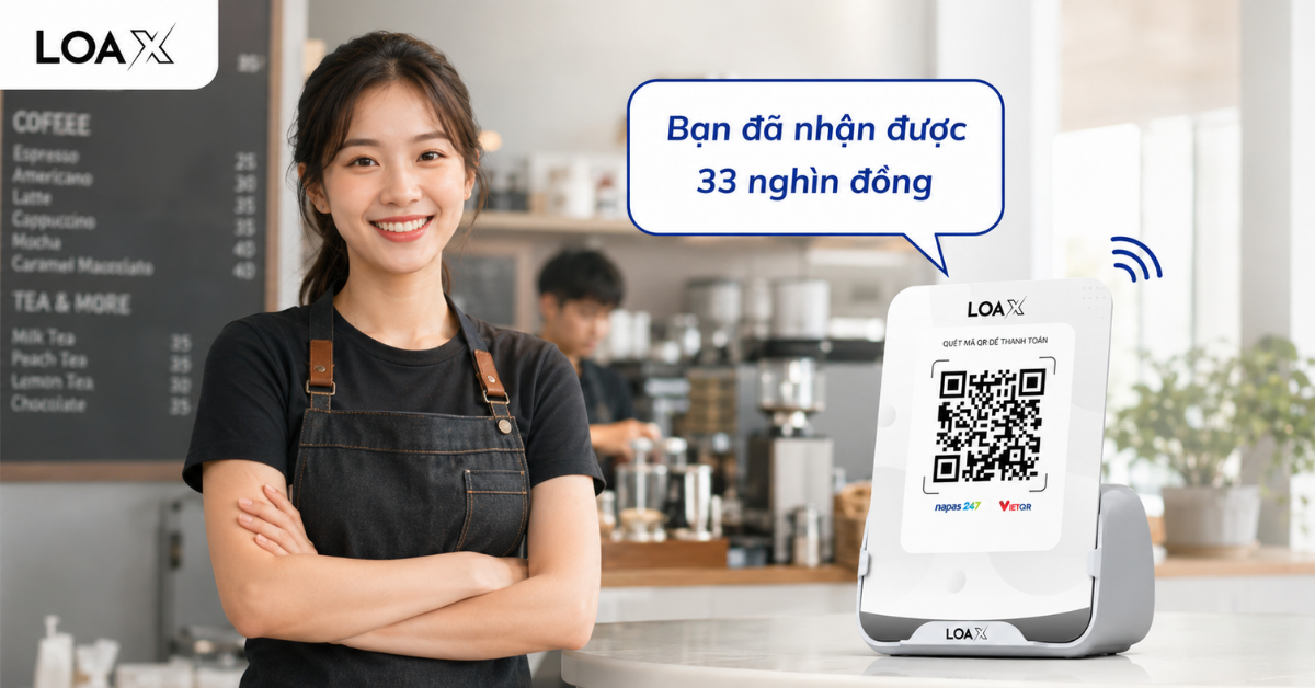 loa báo chuyển khoản cho quán cà phê tại quầy order